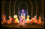 Gene Barry w. Jay Garner and dancers in drag in a scene from the Broadway musical "La Cage Aux Folles." (New York)