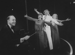 (L-R) Ned Sherrin, Julia McKenzie, David Kernan and Millicent Martin in a scene from the Broadway production of the musical revue "Side By Side By Sondheim"