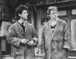 Kevin Bacon (R) and Sean Penn (L) in a scene from the off-Broadway production of the play "Slab Boys".