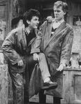 Kevin Bacon (R) and Sean Penn (L) in a scene from the off-Broadway production of the play "Slab Boys".