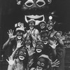 Actors wearing Mammy-style blackface masks in a scene from the NY Shakespeare Festival production of the play "Spell #7"