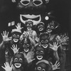 Actors wearing Mammy-style blackface masks in a scene from the NY Shakespeare Festival production of the play "Spell #7"