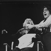 Edmund Lyndeck (L) getting his throat slit by Len Cariou (R) in a scene from the Broadway production of the musical "Sweeney Todd".