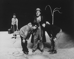 (L-R) Milo O'Shea, Austin Pendleton, unidentified and Sam Waterston in a scene from the BAM production of the play "Waiting For Godot"