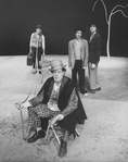 (L-R) Milo O'Shea, unidentified, Austin Pendleton and Sam Waterston in a scene from the BAM production of the play "Waiting For Godot"