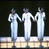 Deborah Burrell, Sheryl Lee Ralph, and Loretta Devine in white gowns in a scene from the Broadway production of the musical Dreamgirls