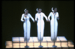 Deborah Burrell, Sheryl Lee Ralph, and Loretta Devine in white gowns in a scene from the Broadway production of the musical Dreamgirls