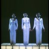 Deborah Burrell, Sheryl Lee Ralph, and Loretta Devine in white gowns in a scene from the Broadway production of the musical Dreamgirls