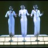 Deborah Burrell, Sheryl Lee Ralph, and Loretta Devine in white gowns in a scene from the Broadway production of the musical Dreamgirls