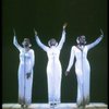 Deborah Burrell, Sheryl Lee Ralph, and Loretta Devine in white gowns in a scene from the Broadway production of the musical Dreamgirls
