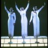 Deborah Burrell, Sheryl Lee Ralph, and Loretta Devine in white gowns in a scene from the Broadway production of the musical Dreamgirls