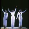 Deborah Burrell, Sheryl Lee Ralph, and Loretta Devine in white gowns in a scene from the Broadway production of the musical Dreamgirls