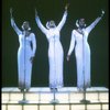 Deborah Burrell, Sheryl Lee Ralph, and Loretta Devine in white gowns in a scene from the Broadway production of the musical Dreamgirls