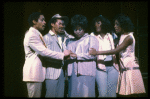 L-R) B. Harney, O. Babatunde, C. Derricks, J. Holliday, L. Devine and S.L. Ralph in a scene from the Broadway production of the musical "Dreamgirls." (New York)