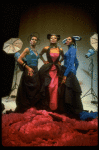 L-R) Deborah Burrell, Sheryl Lee Ralph and Loretta Devine posing for VOGUE spread in a scene from the Broadway production of the musical "Dreamgirls." (New York)