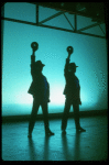 Cast performing "Steppin' To The Bad Side" while shooting the TV commercial for the Broadway production of the musical "Dreamgirls." (New York)