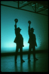 Cast performing "Steppin' To The Bad Side" while shooting the TV commercial for the Broadway production of the musical "Dreamgirls." (New York)