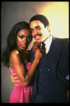 Ben Harney and Sheryl Lee Ralph singing "When I First Saw You" for TV commercial of the Broadway production of the musical "Dreamgirls." (New York)