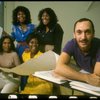 L-R) Deborah Burrell, Sheryl Lee Ralph, Loretta Devine and Jennifer Holliday w. director Michael Bennett at a rehearsal for the Broadway musical "Dreamgirls." (New York)