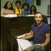 L-R) Deborah Burrell, Loretta Devine, Sheryl Lee Ralph, and Jennifer Holliday w. director Michael Bennett at a rehearsal for the Broadway musical "Dreamgirls." (New York)