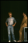 L-R) Director Michael Bennett and actor Ben Harney during a break in an onstage run-through for the Broadway musical "Dreamgirls." (New York)