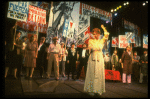 Patti LuPone as Eva Peron (C) singing "A New Argentina" in a scene from the Broadway production of the musical "Evita." (New York)