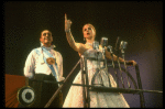 Bob Gunton and Patti LuPone as Juan and Eva Peron singing "Don't Cry For Me, Argentina" in a scene from the Broadway production of the musical "Evita." (New York)