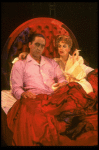 Bob Gunton and Patti LuPone as Juan and Eva Peron in bed in a scene from the Broadway production of the musical "Evita." (New York)