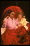 Bob Gunton and Patti LuPone as Juan and Eva Peron in bed in a scene from the Broadway production of the musical "Evita." (New York)