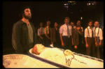 Mandy Patinkin as Che Guevera and Patti LuPone as a dead Eva Peron in a scene from the Broadway production of the musical "Evita." (New York)