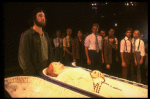 Mandy Patinkin as Che Guevera and Patti LuPone as a dead Eva Peron in a scene from the Broadway production of the musical "Evita." (New York)