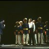 Bob Gunton as Juan Peron (C) and Mandy Patinkin as Che Guevera (L) in a scene from the Broadway musical "Evita." (New York)