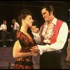 Mark Syers as Augustin Magaldi (C), Patti LuPone as Eva Peron (L) and Mandy Patinkin as Che Guevera (R) in a scene from the Broadway musical "Evita." (New York)