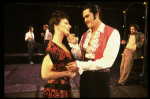 Mark Syers as Augustin Magaldi (C), Patti LuPone as Eva Peron (L) and Mandy Patinkin as Che Guevera (R) in a scene from the Broadway musical "Evita." (New York)