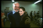 Director Harold Prince rehearsing w. Patti LuPone for the Broadway production of the musical "Evita." (New York)