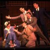 Jerry Orbach (L), Joseph Bova (2L), Lee Roy Reams (3L) and Wanda Richert (R) in a scene from the Broadway production of the musical "42nd Street." (New York)