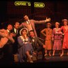 Jerry Orbach (2R), Joseph Bova (5L), Lee Roy Reams (6L) and Wanda Richert (3R) in a scene from the Broadway production of the musical "42nd Street." (New York)