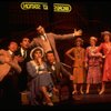 Jerry Orbach (2R), Joseph Bova (5L), Lee Roy Reams (6L) and Wanda Richert (3R) in a scene from the Broadway production of the musical "42nd Street." (New York)