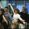 Director Gower Champion (R) w. dancers Wanda Richert (L) and Lee Roy Reams (2L) during a rehearsal for the Broadway production of the musical "42nd Street." (New York)