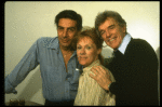 Director Gower Champion (R) w. actors Jerry Orbach (L) and Tammy Grimes (C) during a rehearsal for the Broadway production of the musical "42nd Street." (New York)