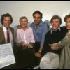 L-R) Michael Stewart, Mark Bramble, Jerry Orbach, Gower Champion and Tammy Grimes during a rehearsal for the Broadway musical "42nd Street." (New York)