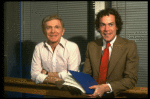 L-R) Bookwriters Michael Stewart and Mark Bramble during a rehearsal for the Broadway musical "42nd Street." (New York)