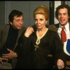 L-R) Actors Joseph Bova and Carole Cook w. bookwriter Mark Bramble during a rehearsal for the Broadway musical "42nd Street." (New York)