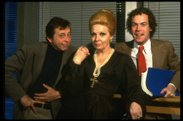 L-R) Actors Joseph Bova and Carole Cook w. bookwriter Mark Bramble ...