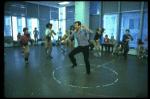 Lee Roy Reams (C) w. dancers during a rehearsal for the Broadway musical "42nd Street." (New York)