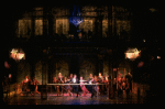 L-R) David Carroll, Michael Jeter and cast performing "We'll Take A Glass Together" in a scene from the Broadway production of the musical "Grand Hotel." (New York)