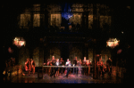 L-R) David Carroll, Michael Jeter and cast performing "We'll Take A Glass Together" in a scene from the Broadway production of the musical "Grand Hotel." (New York)