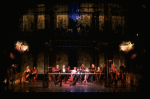 L-R) David Carroll, Michael Jeter and cast performing "We'll Take A Glass Together" in a scene from the Broadway production of the musical "Grand Hotel." (New York)