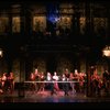 L-R) David Carroll, Michael Jeter and cast performing "We'll Take A Glass Together" in a scene from the Broadway production of the musical "Grand Hotel." (New York)