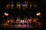 L-R) David Carroll, Michael Jeter and cast performing "We'll Take A Glass Together" in a scene from the Broadway production of the musical "Grand Hotel." (New York)